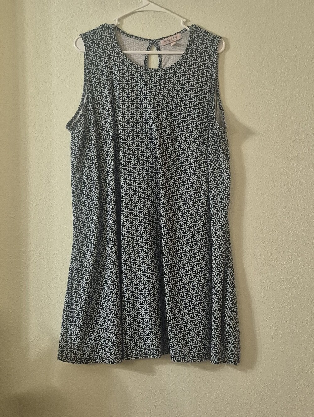 Sleeveless Black & White Printed A-Line Mini Dress